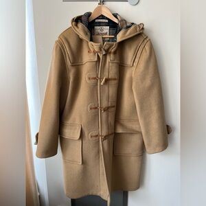 Gloverall Classic Made in England Wool-Blended Tan Hooded Coat size 42 Us /52 EU